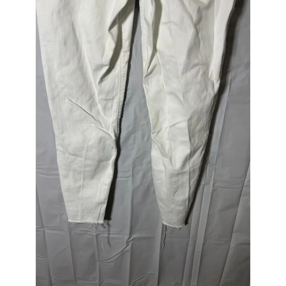 Spanx Distressed Pull On Skinny Jeans White Crop Ankle Jeggings Women Size XL